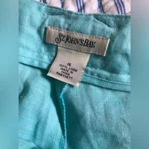 St Johns Bay Aqua Blue Linen Pants in size 16
